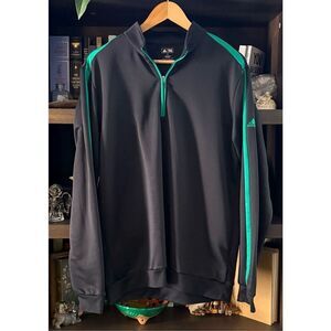 Adidas Golf Men’s Black & Green 3 Stripes Tracksuit Full Zip Jacket Medium
